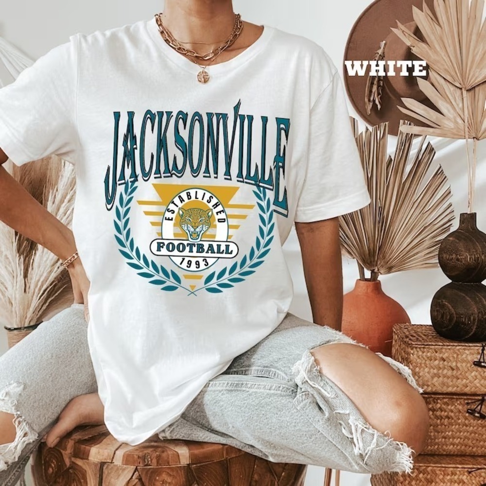 Vintage Jacksonville Football Shirt Florida Graphic Tee Short Sleeves